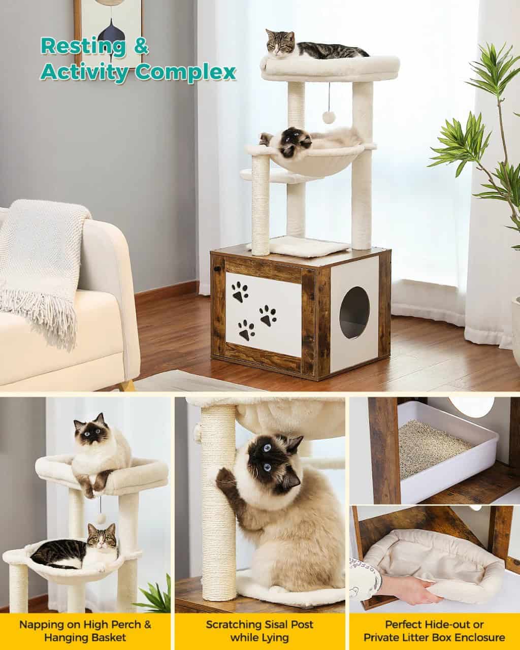 Cats scratching post, cat tree with multiple levels for resting and activity, ideal for indoor cats—Monalisa Medical store offers pet furniture designed for comfort and entertainment.