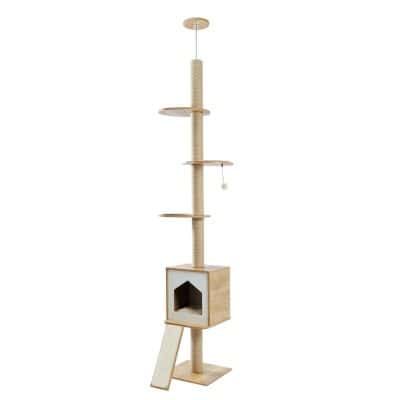 Luxury cat tree with multiple levels and hiding spot, modern design for pet lounging and play, perfect for pet owners seeking stylish pet furniture at Monalisa Medical store.