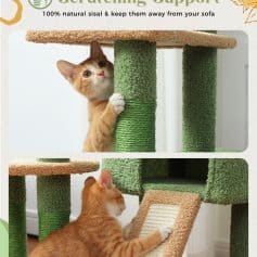Scratching support for cats, natural sisal cat tree with scratching posts and lounge area, durable and eco-friendly, perfect for indoor feline activity and exercise.