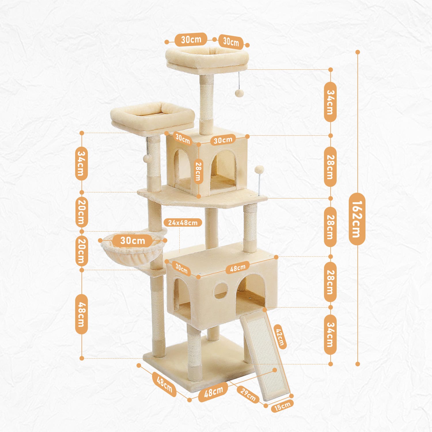 High-quality beige cat tree with multiple platforms, scratching posts, and cozy spaces for cats to climb, play, and relax, perfect for pet owners seeking durable feline furniture.