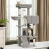 Luxury gray cat tree with multiple perches, condos, and scratching posts for indoor cats at Monalisa Store.