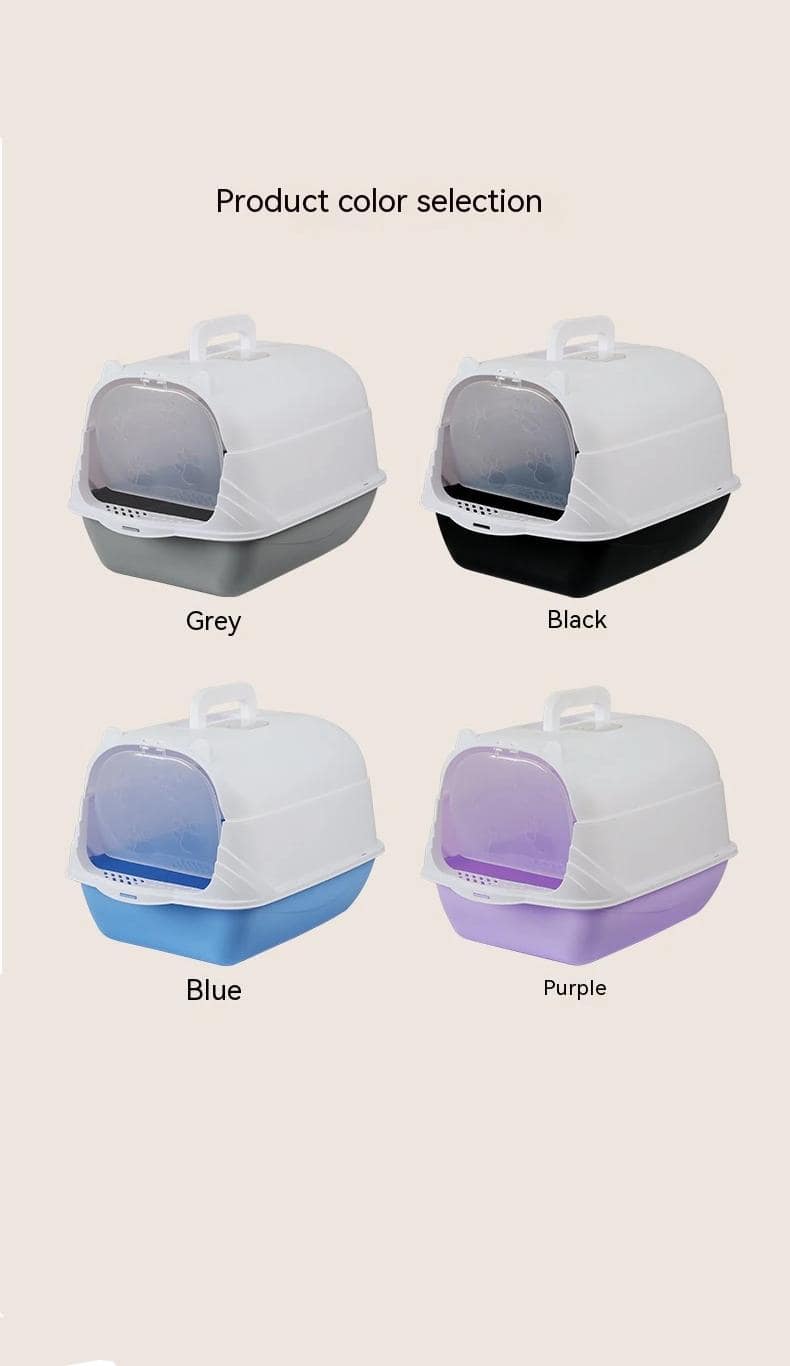 Bright pet carrier with colorful options for cats and small animals, available in grey, black, blue, and purple at Monalisa Medical Store.
