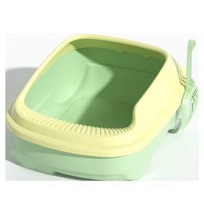Cat litter box with hood, washable and odor-controlled for pet hygiene and convenience.