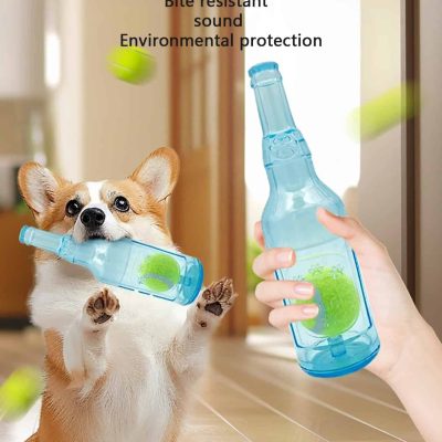 Tennis bottle with dog, pet safe water bottle for dogs, eco-friendly store product showcasing durable and environmentally protective design.