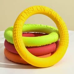 Flexible silicone rings for sensory therapy and stress relief, brightly colored and textured, ideal for sensory stimulation and occupational therapy.