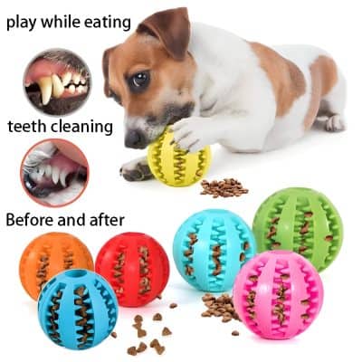 Chew toys for dogs with dental health benefits, colorful rubber balls for teeth cleaning, interactive pet toys to improve oral hygiene and reduce plaque buildup, suitable for small to medium-sized dogs.