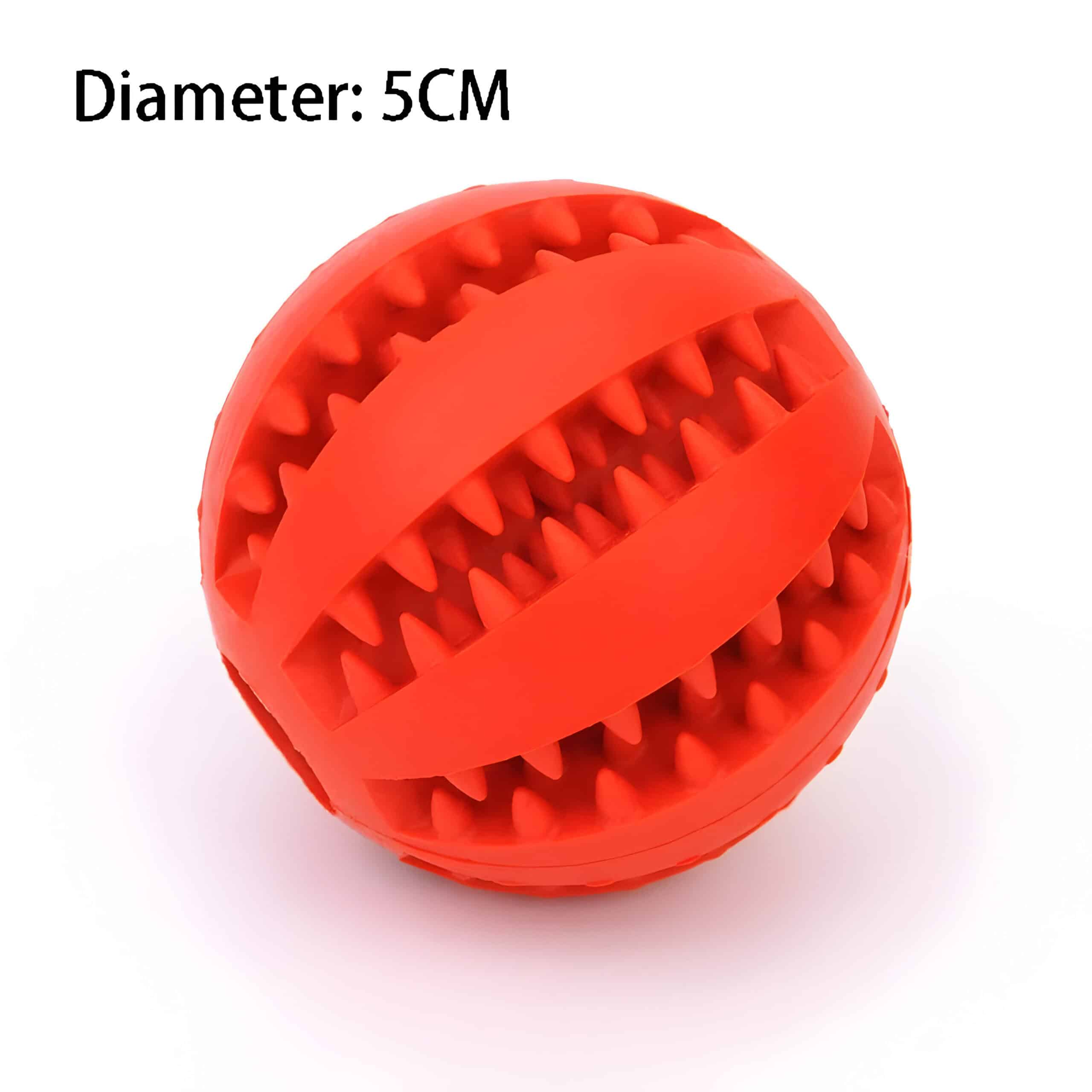 Red rubber massage ball with textured surface, 5cm diameter, designed for physical therapy and sensory stimulation, available at Monalisa Store for eye care and therapy accessories.