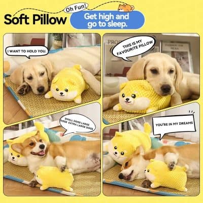 Soft plush dog pillow, adorable stuffed animal cushion for pet comfort and sleep, cute dog and puppy plush toy, perfect for dog lovers and cozy pet accessories, Monalisa Store.