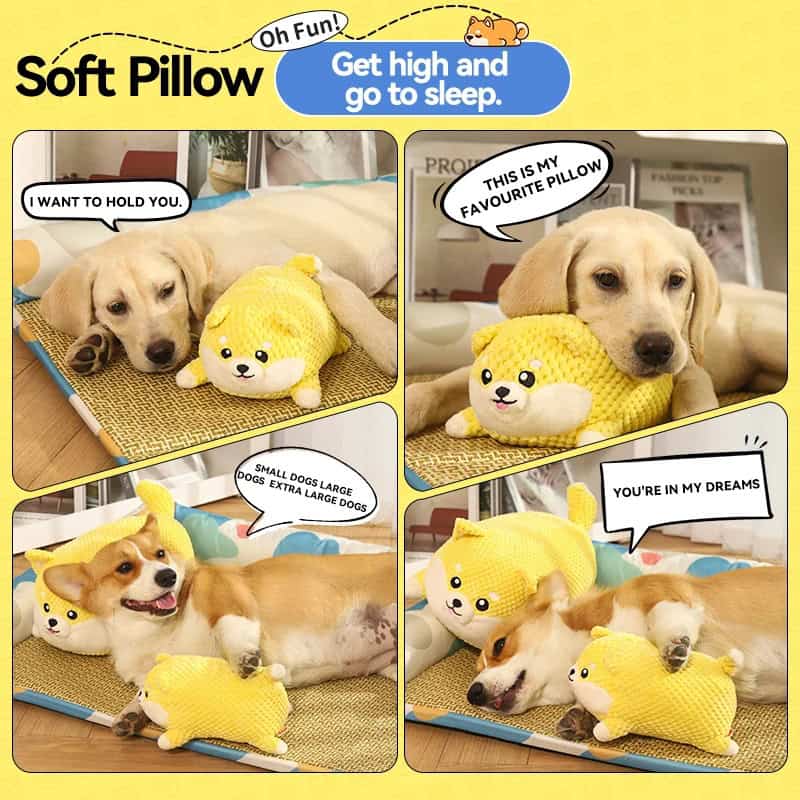 Soft plush dog pillow, adorable stuffed animal cushion for pet comfort and sleep, cute dog and puppy plush toy, perfect for dog lovers and cozy pet accessories, Monalisa Store.