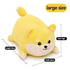 Soft Yellow Large Size Shiba Inu Plush Pillow for Kids and Adults, 33cm Length, 20cm Width, 18cm Height - Perfect for Comfortable Nap and Room Decor.