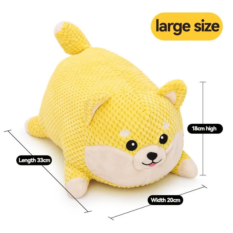 Soft Yellow Large Size Shiba Inu Plush Pillow for Kids and Adults, 33cm Length, 20cm Width, 18cm Height - Perfect for Comfortable Nap and Room Decor.