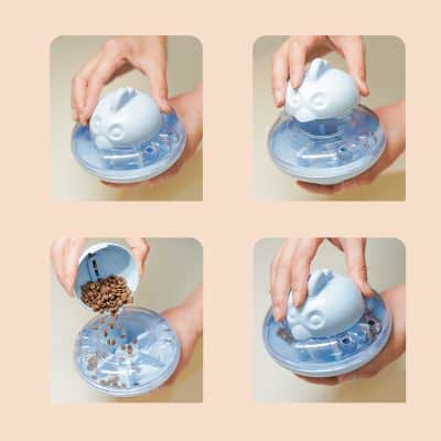 Silicone pet food dispenser with automatic refill feature, easy to use and clean, ideal for cats and small dogs, promotes healthy eating habits, available at Monalisa Store.