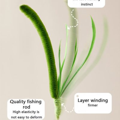 Fisherman’s fishing rod with elastic fibers, layered winding for durability, and a cat-inspired feather shake for attracting prey, ideal for high-quality, durable fishing gear.