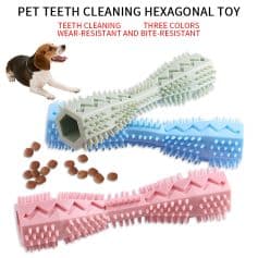 Pet teeth cleaning toy, pet dental hygiene toy, chew-resistant pet toothbrush, pet dental care product, pet teeth cleaning hexagonal toy, chew toy for dogs, dog dental health accessory, pet oral hygiene tool, durable pet teeth cleaner, interactive dog dental toy.