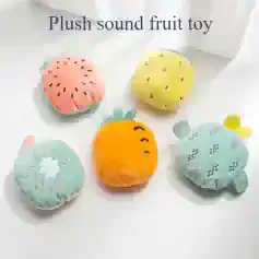 Plush fruit sound toys, colorful stuffed strawberry, pineapple, and citrus plush toys for children’s sensory play and soft toy collection.