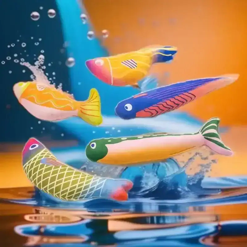 Vibrant floating fish toys for kids, colorful and waterproof, perfect for bath time or pool fun, safe and durable plastic aquatic toys to entertain children.