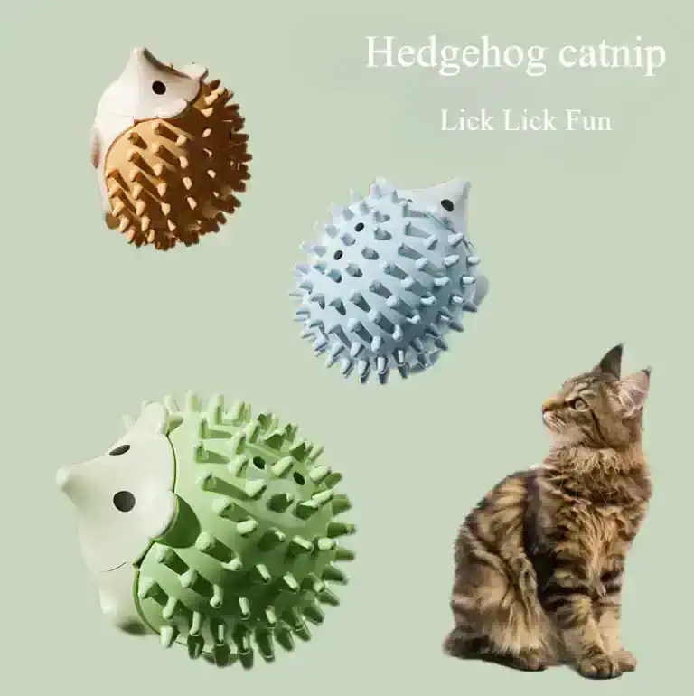 Hedgehog Catnip Toys - Interactive Pet Chew Balls for Cats and Small Pets, Licking and Play Fun.