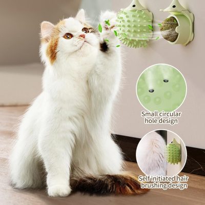 Gentle pet grooming brush with self-initiated hair brushing design and small circular holes, ideal for cats, reducing hair shedding and promoting a clean home environment.