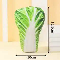 Fresh Chinese lettuce leaf-shaped pillow, soft and decorative, ideal for home decor, beds, or sofa accents, measuring 15.5cm by 10cm.