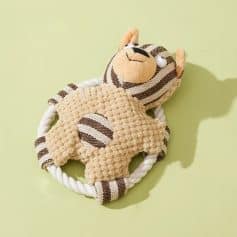 Soft plush tiger teething toy with striped details, designed for babies' teething relief and sensory development, ideal for use in baby nurseries and as a gift for new parents.