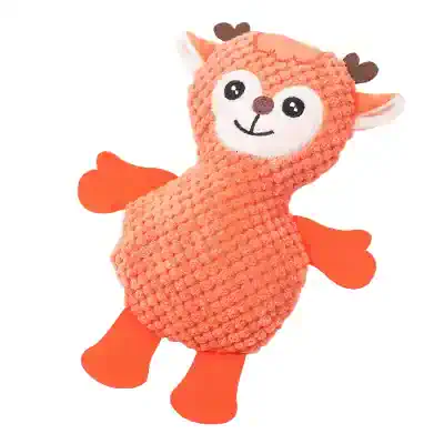Fluffy orange plush reindeer toy, soft and cuddly with cute face and antlers, perfect for kids, gift idea from Monalisa Medical store.