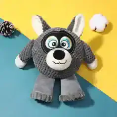 Soft plush dog toy with colorful eyes, grey and white, for kids and children, from Monalisa Medical store.