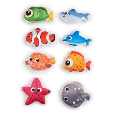 Colorful plush fish and sea creature toys, soft ocean animal stuffed animals for kids, Monalisa Store ocean-themed plush collection.