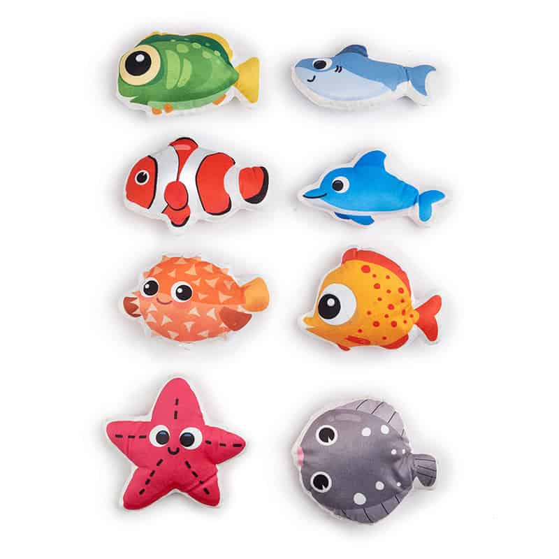 Colorful plush fish and sea creature toys, soft ocean animal stuffed animals for kids, Monalisa Store ocean-themed plush collection.