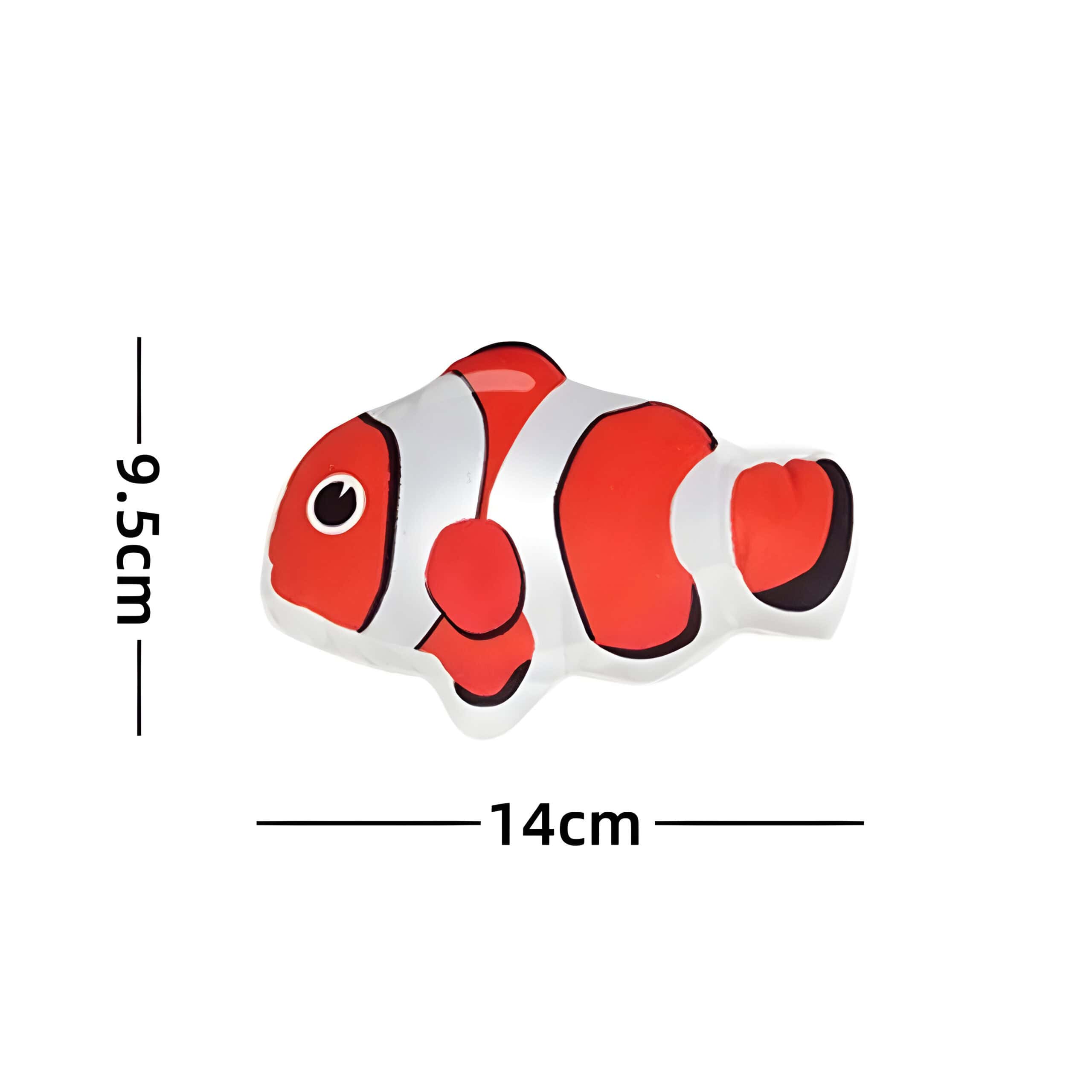 Bright orange and white clownfish LED night light, 14cm x 9.5cm, perfect for kids' bedrooms and nurseries, featuring fun, colorful marine animal decor for a whimsical sleep environment.