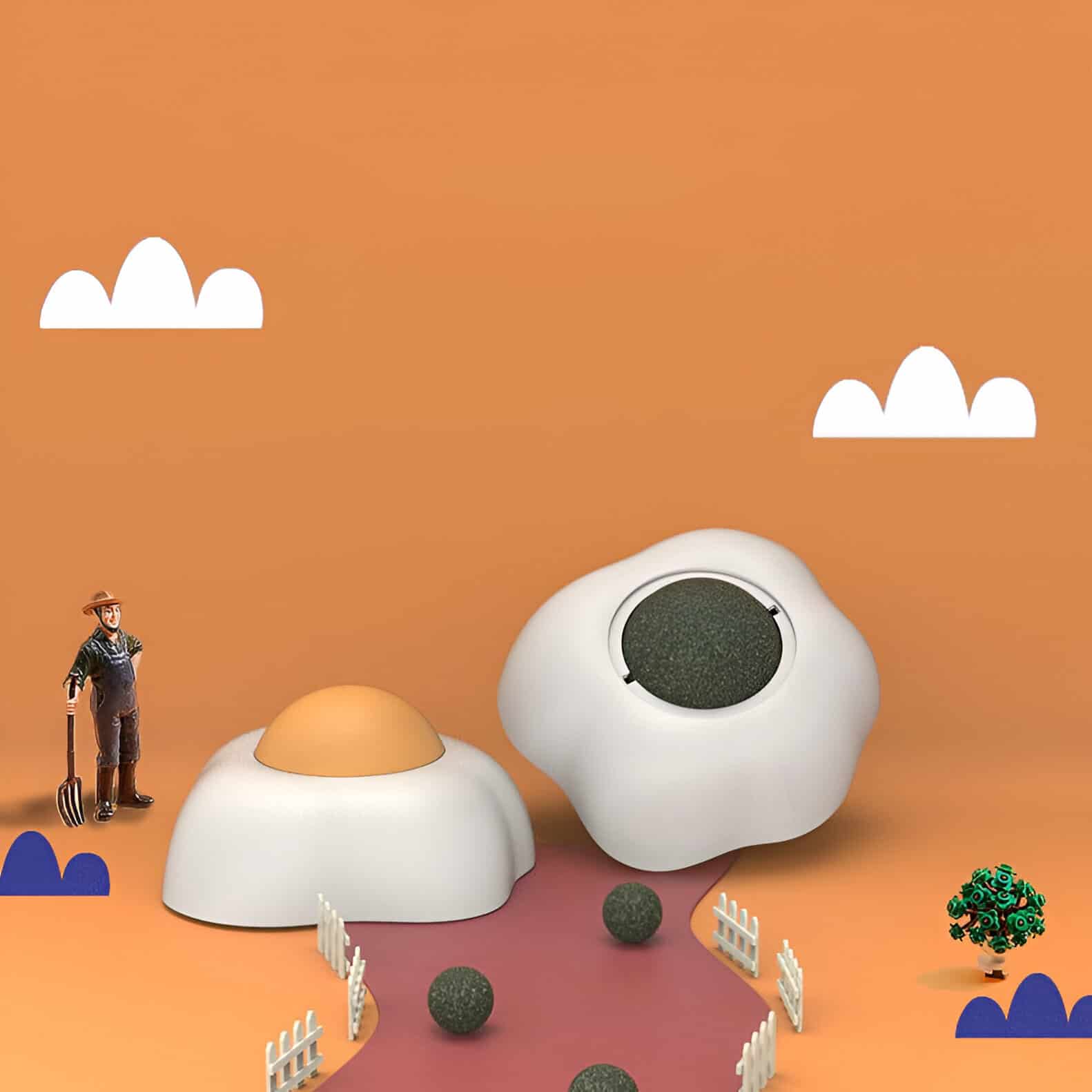 Air purifier and diffuser in a cute, modern design with playful sky-themed background for healthier air quality at home or office.