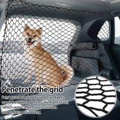 Mesh pet barrier for car, dog partition, pet safety screen, foldable car divider for pets, Monalisa Store pet car barrier.