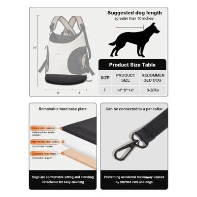 Dog leash and pet carrier crossbody bag for small dogs, adjustable strap, waterproof Oxford material, lightweight, detachable, ideal for travel and outdoor walks with pets.