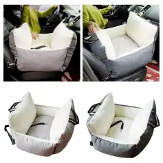 Breathable and comfortable pet booster seat with padded sides, designed for car travel safety and comfort for cats and small dogs. Suitable for secure transport, easy to install and clean.