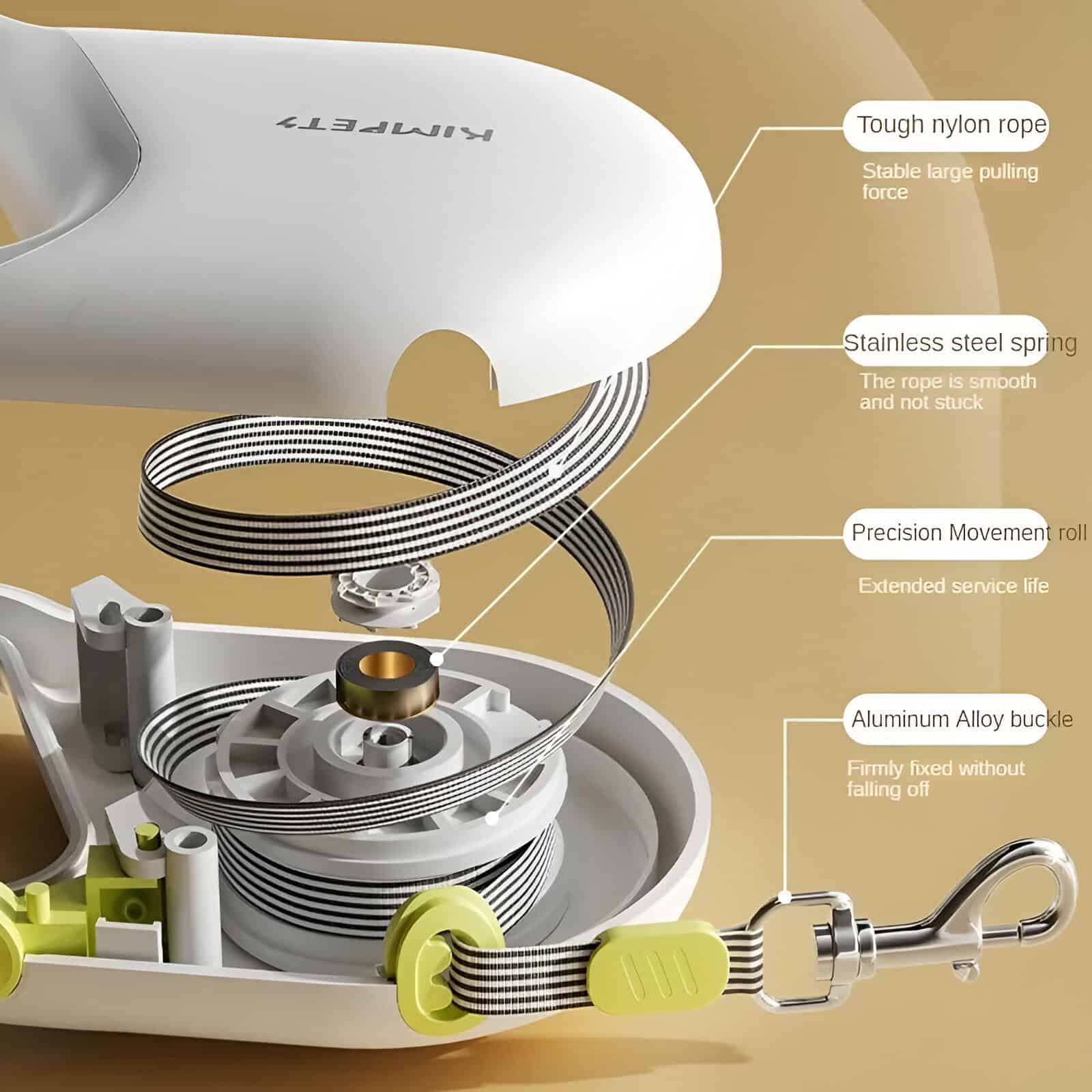Flexible traction device with nylon rope, stainless steel spring, aluminum alloy buckle, and precision movement roll for effective optometry and vision therapy.