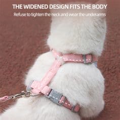 Pink dog harness with adjustable straps ideal for small to medium pets for comfortable and secure fit. Perfect for outdoor walks and training.