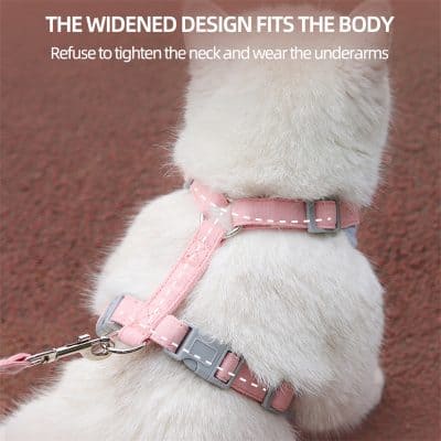 Pink dog harness with adjustable straps ideal for small to medium pets for comfortable and secure fit. Perfect for outdoor walks and training.