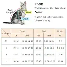 Collar size chart for cats, adjustable pet collars, pet sizing guide, Monalisa store pet accessories, comfortable cat collars for all sizes.