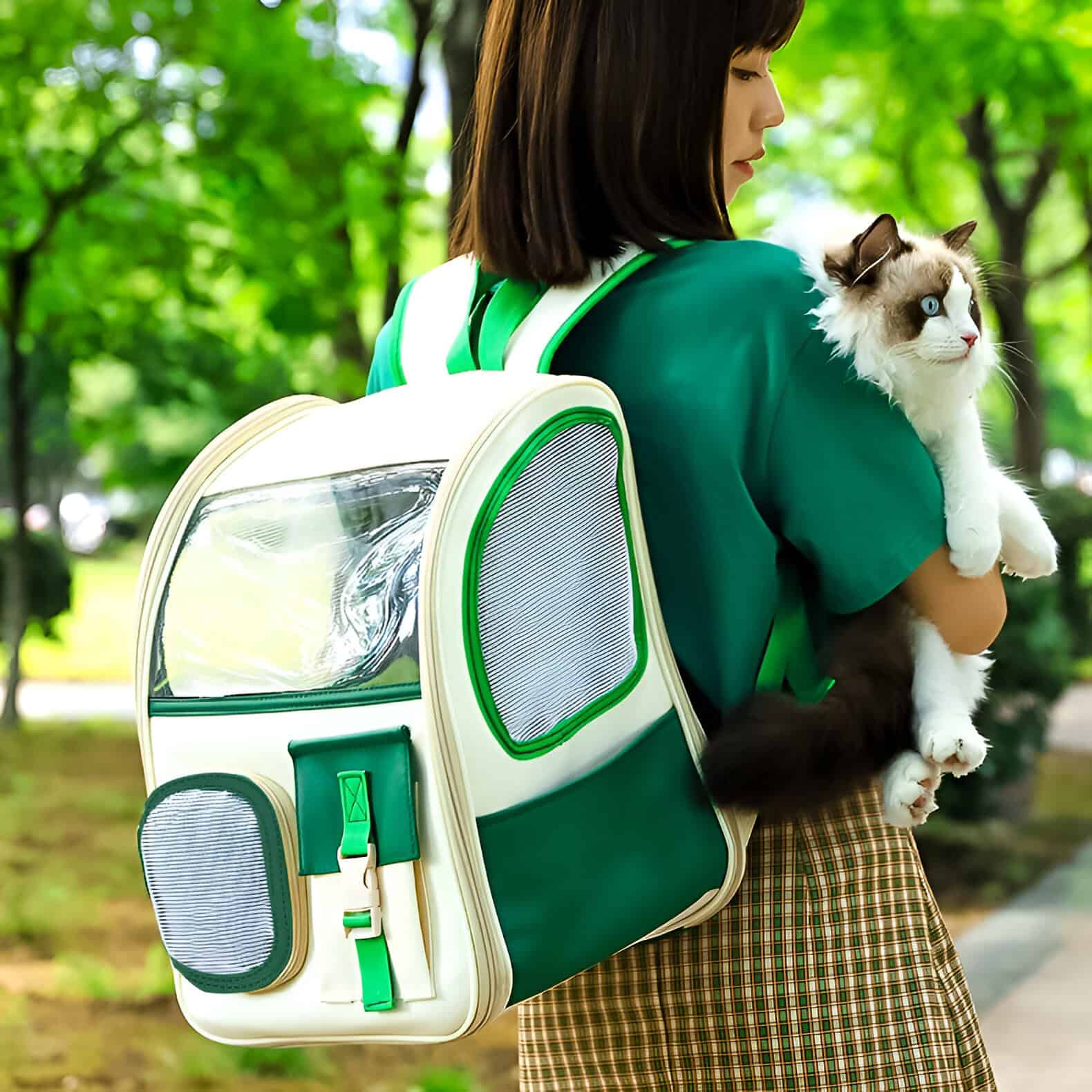 High-quality pet carrier backpack for cats and small animals, perfect for travel and outdoor adventures, featuring ventilation and comfortable straps for pet lovers.