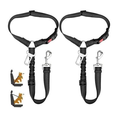 Adjustable dog harness with reflective straps and metal clips, designed for secure and comfortable pet walking and training. Suitable for small to medium dogs.