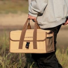 High-quality beige and brown Monalisa Store custom carry bag for opticians, ideal for transporting optical equipment and accessories, durable and stylish for professional use.