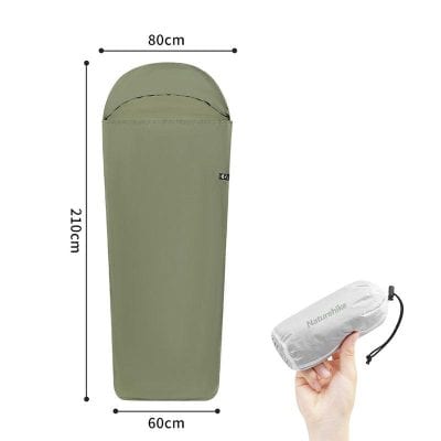 Ultralight sleeping bag with portable compression stuff sack for camping and outdoor adventures.