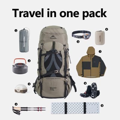 High-quality hiking backpack with multiple compartments for travel and outdoor adventures. Perfect for camping, trekking, and outdoor gear storage. Durable and spacious design for every traveler.