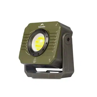 High-power outdoor LED searchlight with adjustable stand, green camouflage design, ideal for outdoor activities, camping, and security lighting by Monalisa Store.