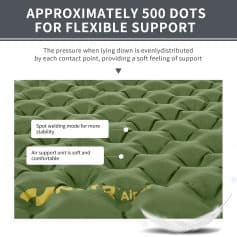 Breathable green air support mattress with spot welding for stability and soft, comfortable air units for ergonomic sleep support.