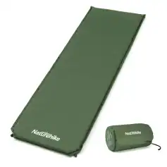 Portable camping sleeping pad with carrying bag, lightweight outdoor sleeping mattress for hiking and backpacking.