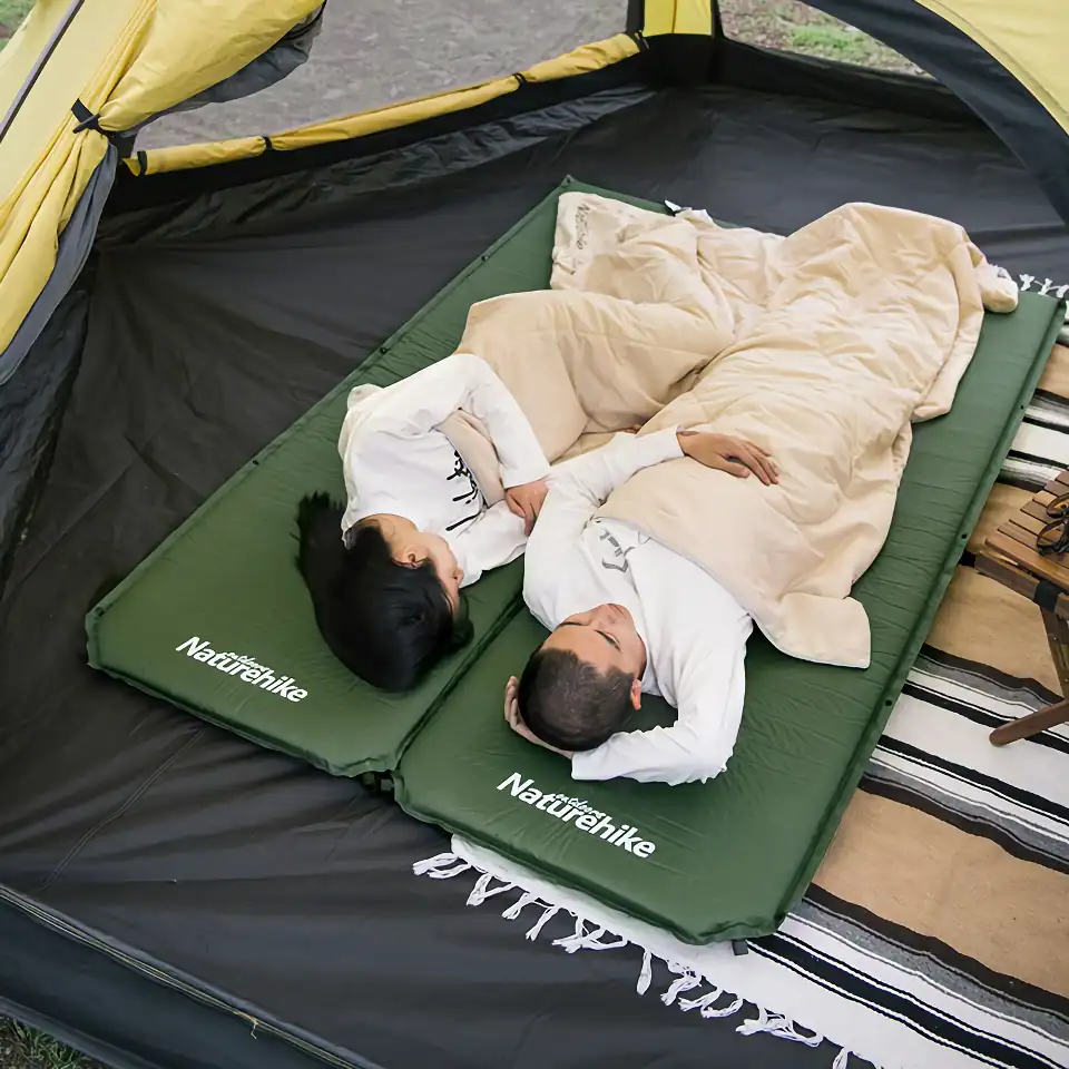 Comfortable camping sleeping pad with a dual-layer design for outdoor adventures—ideal for sleep, relaxation, and camping comfort. Perfect for nature lovers and overnight trips.