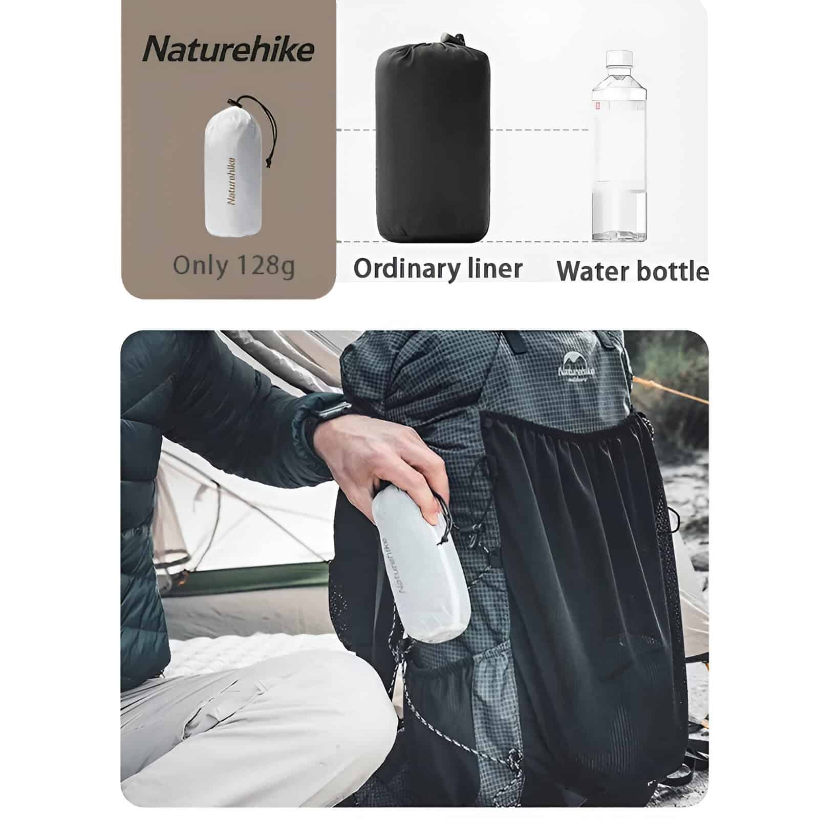 128g portable water bottle for outdoor activities, fits in backpack water bottle pocket, ideal for hiking and camping, eco-friendly, lightweight hydration solution, from Monalisa Medical.