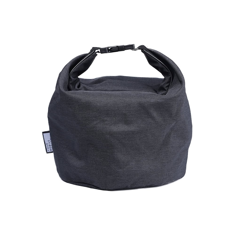 Soft black insulated lunch bag with adjustable handle, perfect for keeping food fresh and portable. Stylish design ideal for work, school, or picnics. Durable and lightweight for everyday use.
