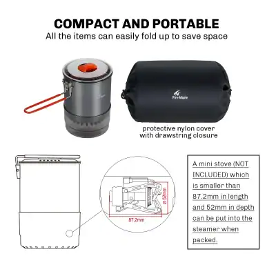Compact and portable mini stove with protective nylon cover, ideal for travel and outdoor cooking; lightweight, space-saving design perfect for camping, hiking, and emergency preparedness.