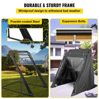 Powder-coated steel outdoor drying rack with durable, sturdy frame and windproof design, ideal for residential or commercial use.